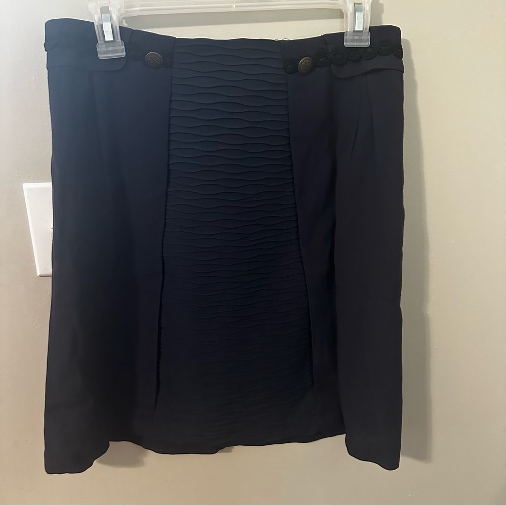Anthropologie Girls from savoy navy straight pleated skirt size 8 Office Uniform